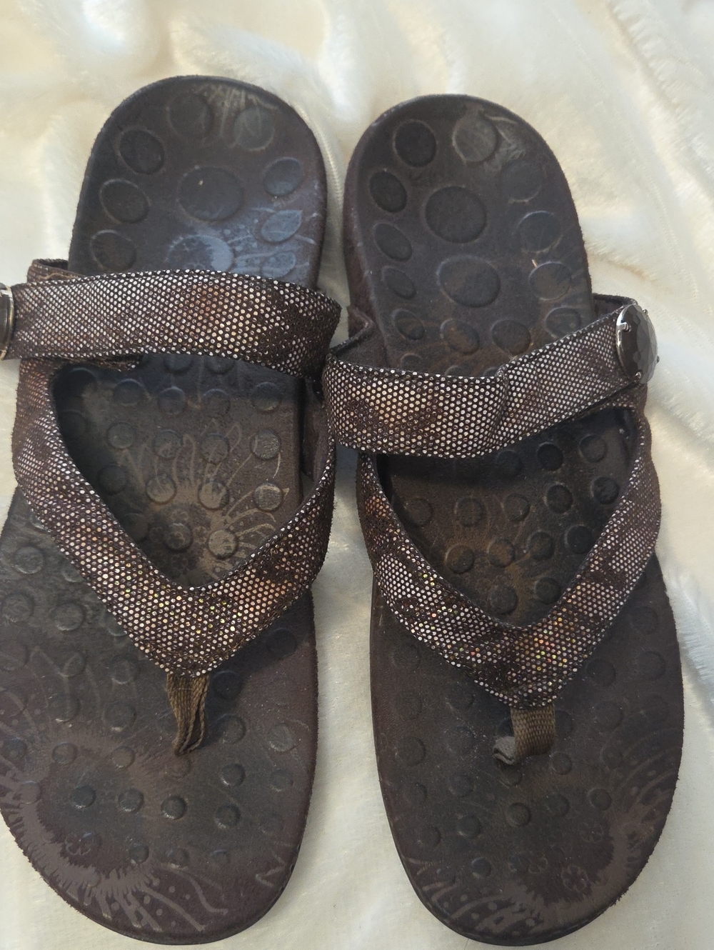 orthaheel Brown Glitter Thong Sandals